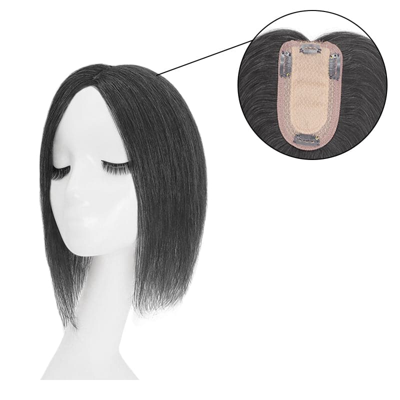 Black Human Hair Topper | Women Thinning Crown | E-LITCHI Hair