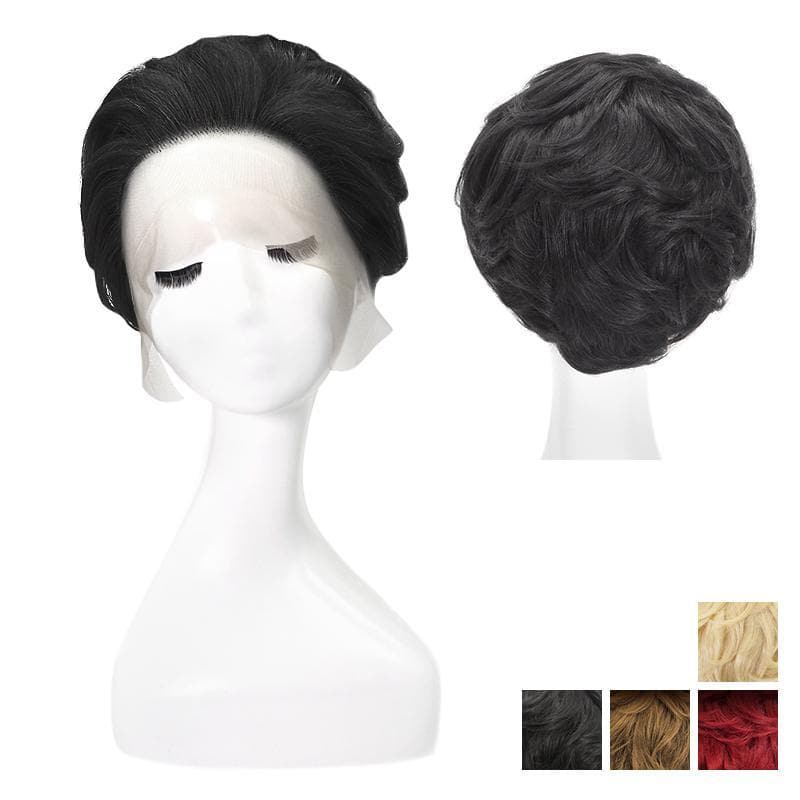 Short Pixie Cut Human Hair Wigs Lace Front Wavy Bob Wig Black Blonde & Ombre E-LITCHI Hair