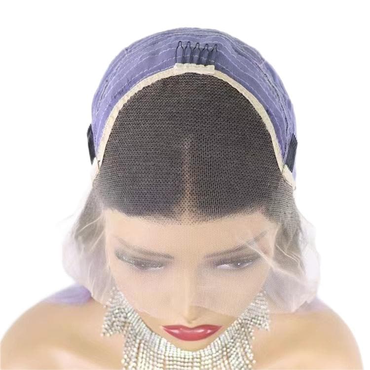 Short Bob Wigs Human Hair 13X4 Lace Front Glueless Straight Black Ombre Grey E-LITCHI Hair