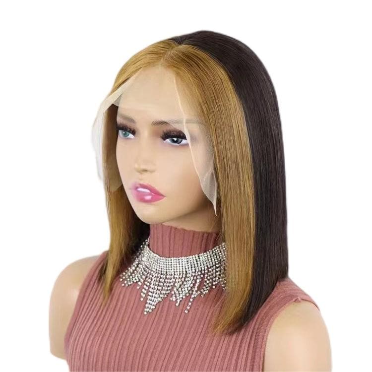 Money Piece Short Bob Wigs Human Hair 13X4 Lace Front Glueless Straight All Shades E-LITCHI Hair