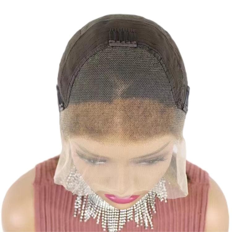 Money Piece Short Bob Wigs Human Hair 13X4 Lace Front Glueless Straight Black With Auburn Brown Highlights E-LITCHI Hair