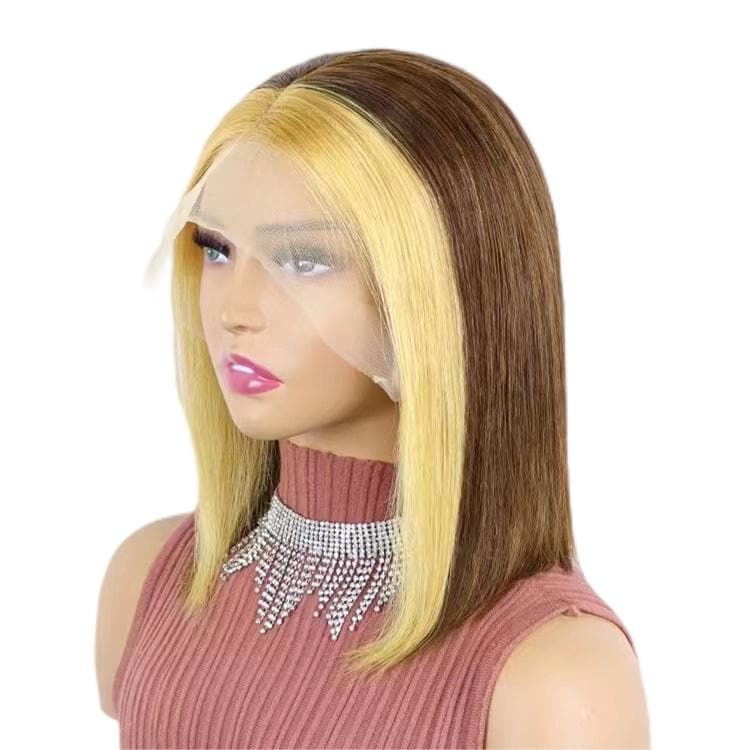 Money Piece Short Bob Wigs Human Hair 13X4 Lace Front Glueless Straight All Shades E-LITCHI Hair