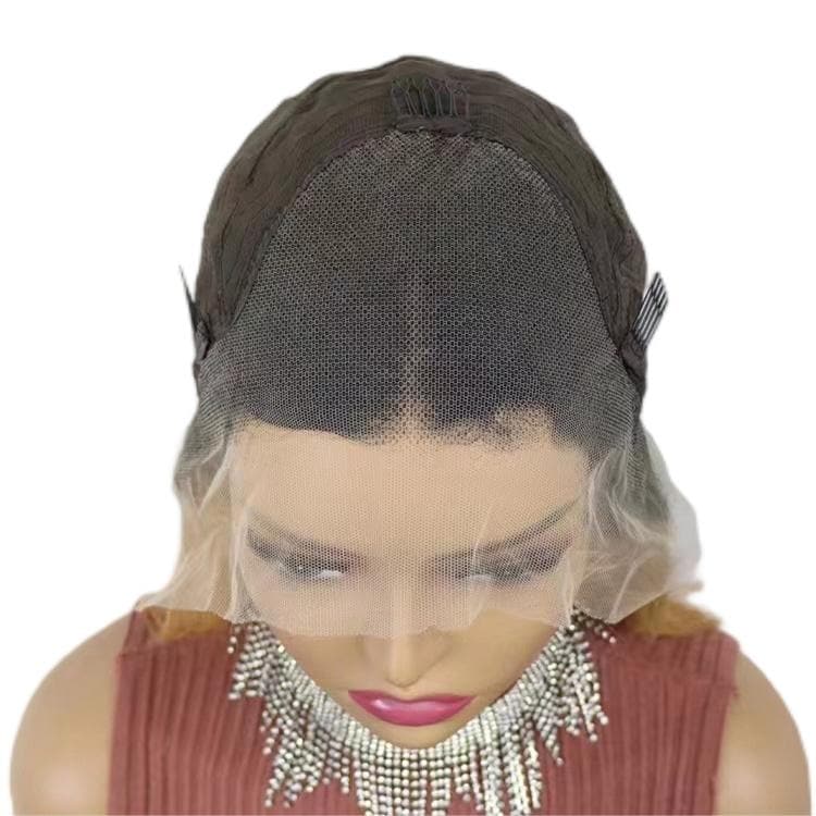 Short Bob Wigs Human Hair 13X4 Lace Front Glueless Straight Black Ombre Strawberry Blonde E-LITCHI Hair