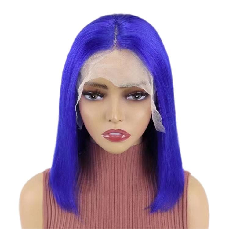 Blue Human Wigs Hair | Straight Parted Wigs | E-LITCHI Hair