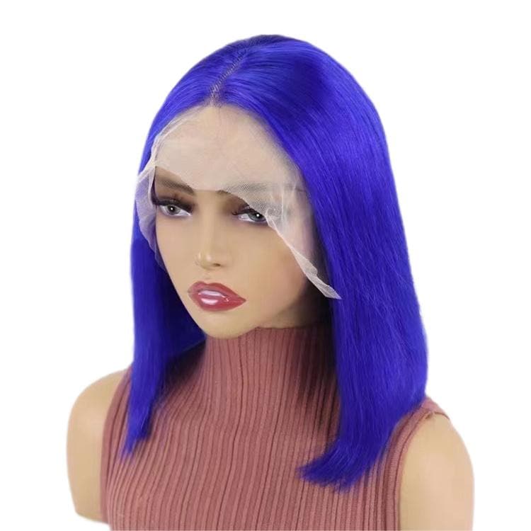 Blue Human Wigs Hair | Straight Parted Wigs | E-LITCHI Hair