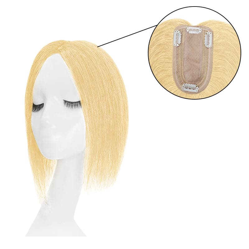 Blonde Human Hair Topper For Women Thinning Crown 7*13cm Base E-LITCHI Hair