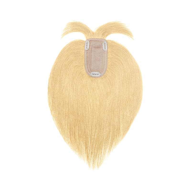 Natural Blonde Human Hair Topper With Bangs For Women Thinning Crown 7*13cm Base E-LITCHI Hair