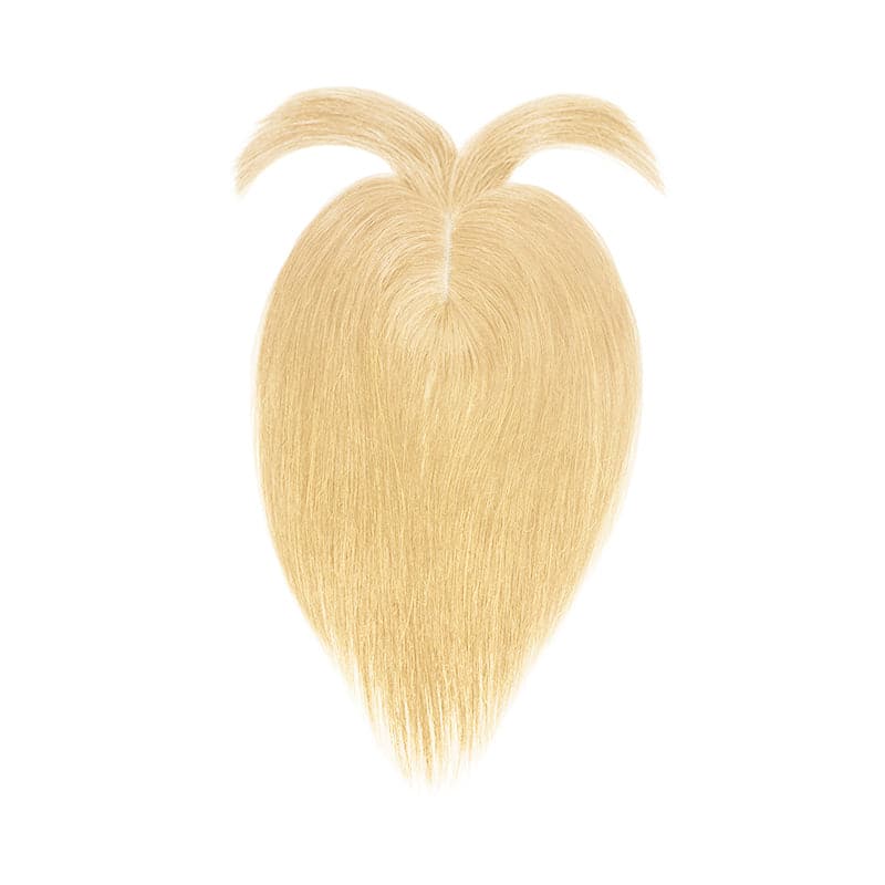 Natural Blonde Human Hair Topper With Bangs For Women Thinning Crown 7*13cm Base E-LITCHI Hair