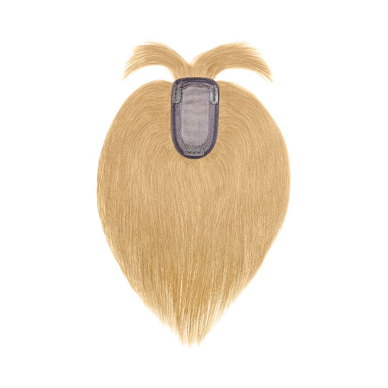 Dark Blonde Human Hair Topper With Bangs For Women Thinning Crown 7*13cm Base E-LITCHI Hair