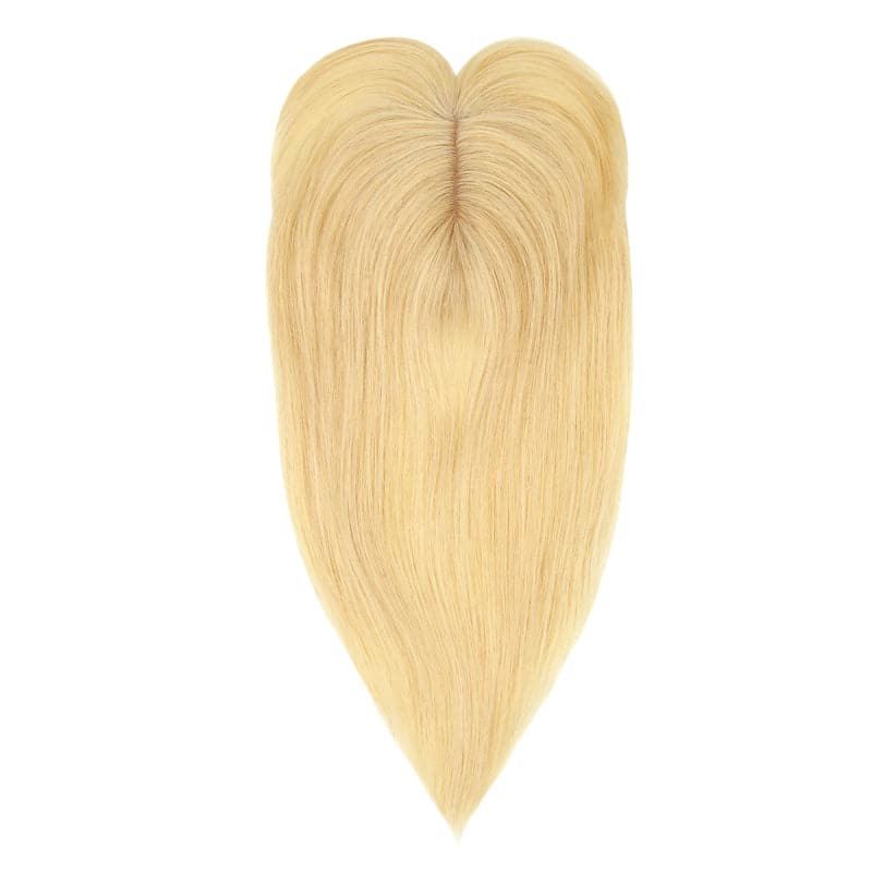Susan ︳Natural Blonde Human Hair Topper With Bangs For Women Thinning Crown 10*12cm Silk Base E-LITCHI