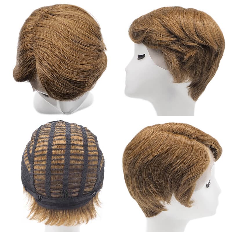 Human Hair Lace Front Wig | Pixie Wig With Auburn | E-LITCHI Hair