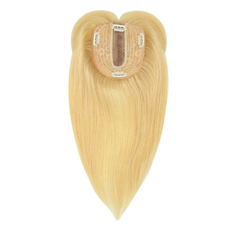 Susan ︳Natural Blonde Human Hair Topper With Bangs For Women Thinning Crown 10*12cm Silk Base E-LITCHI