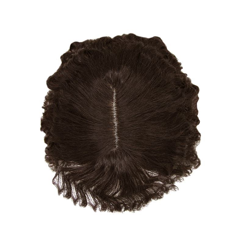 Best Wavy Topper With Bang | Silk Base Dark Brown | E-LITCHI Hair
