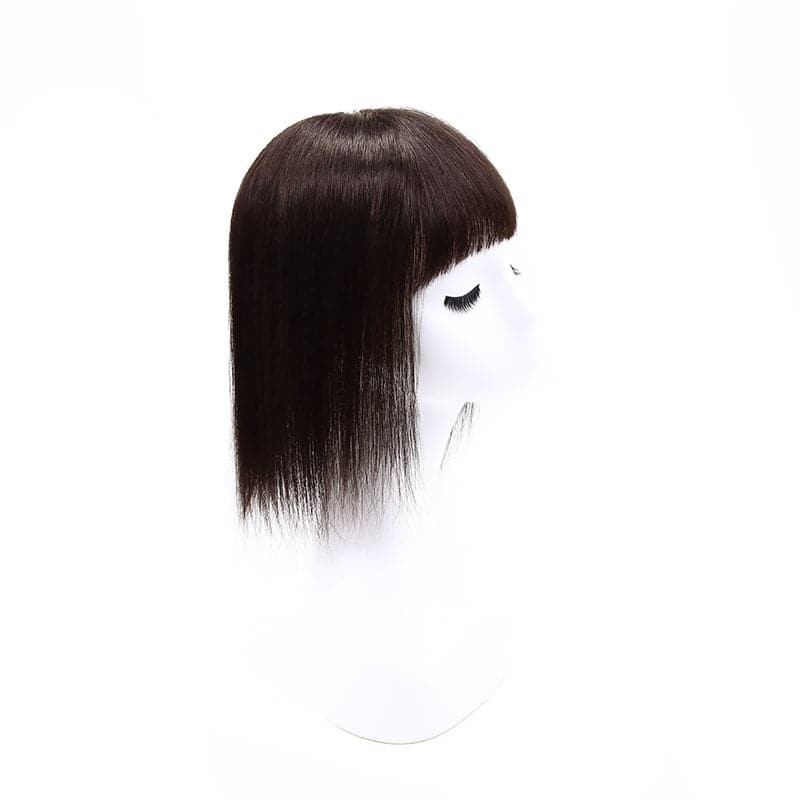 human hair topper with bangs