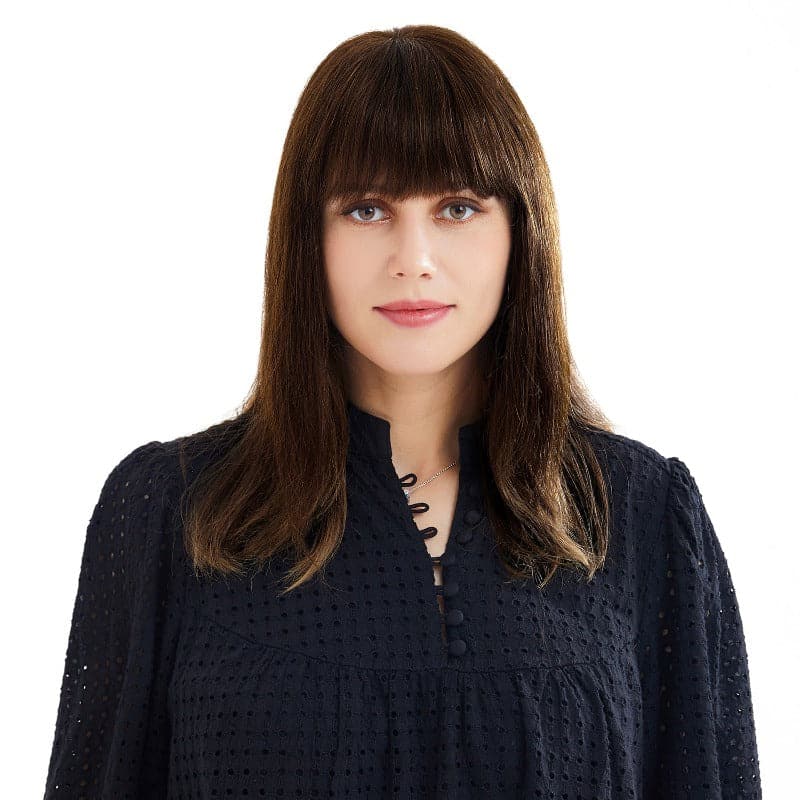 Medium Brown Human Hair Topper With Bang For Women Thinning Crown 10*10cm Base E-LITCHI