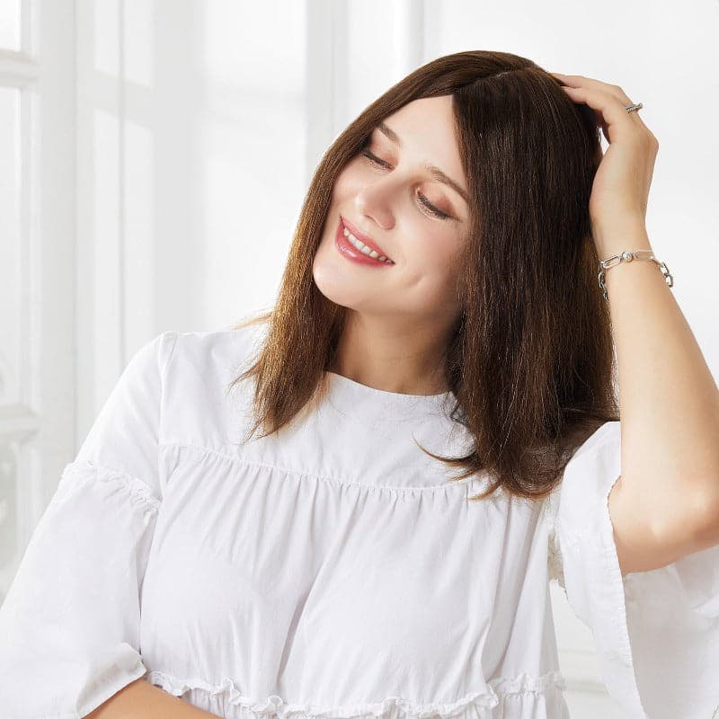 Brown 13*15cm Silk Base Human Hair Topper E-LITCHI