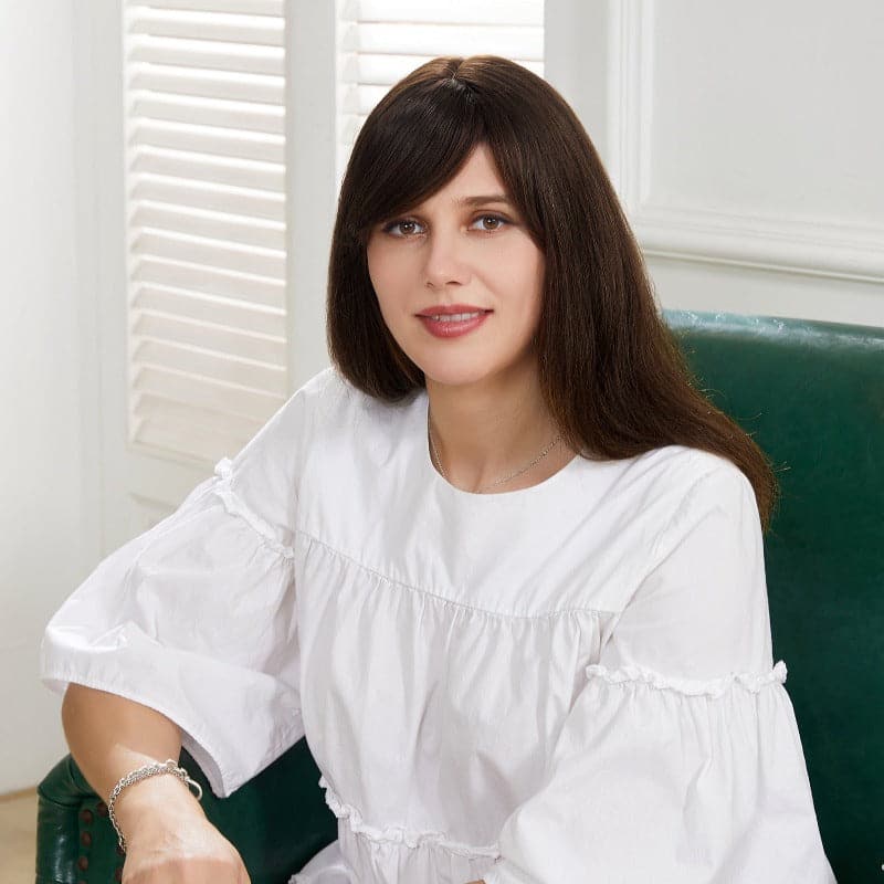 Brown Human Hair Topper | Bang For Women Hair | E-LITCHI Hair