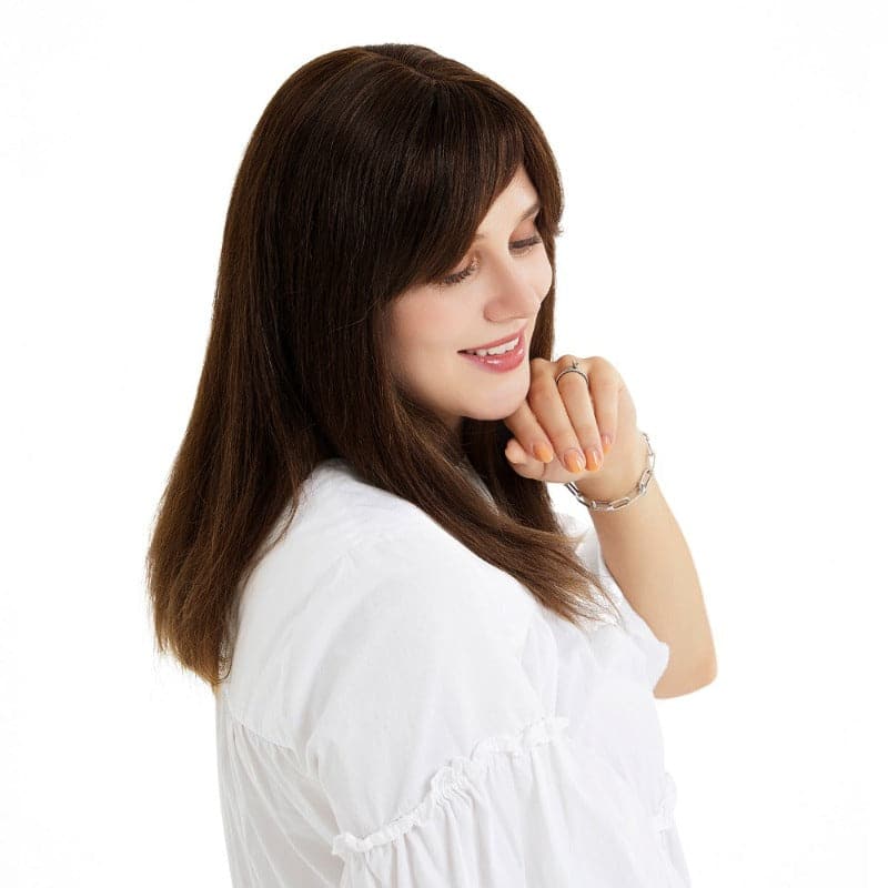 Brown Hair Pieces Wigs | Toppers With Bangs | E-LITCHI Hair