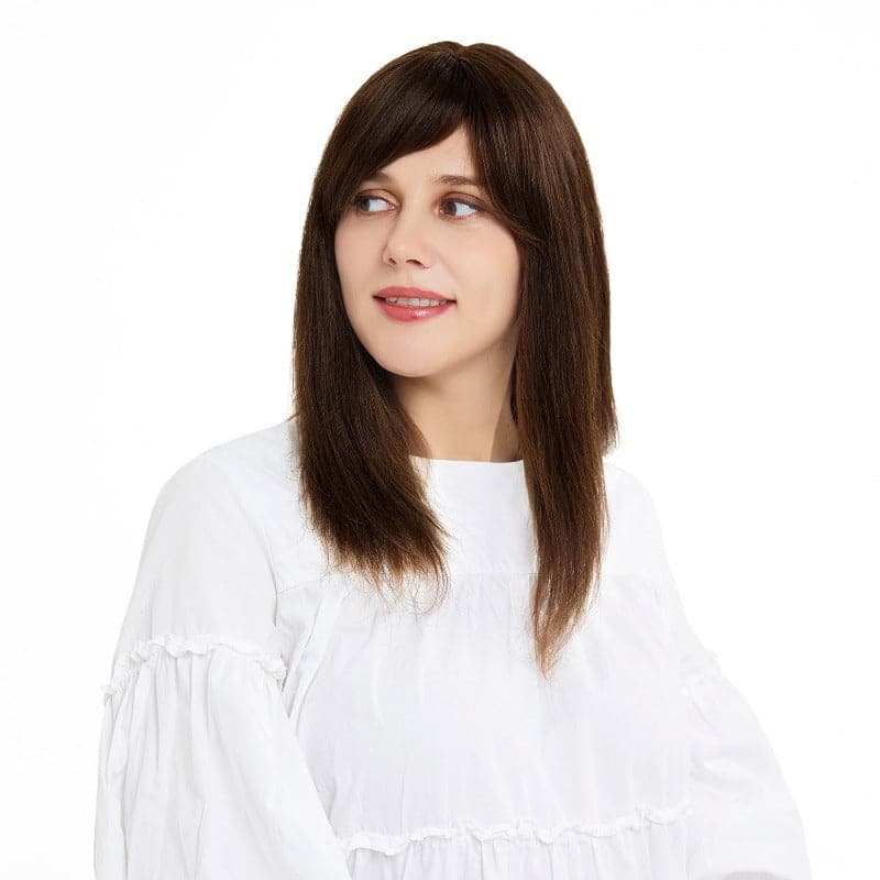 Brown Human Hair Topper | Bang For Women Hair | E-LITCHI Hair