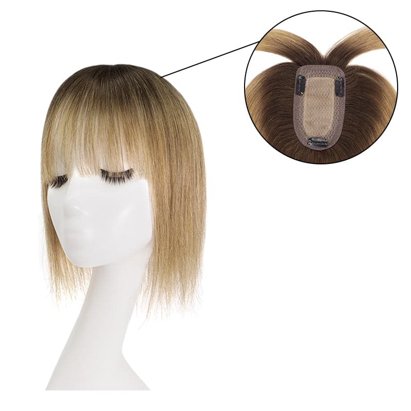 Women Thinning Bronde Ombre Human Hair Topper | Women Thinning Crown | E-LITCHI Hair| Bronde Ombre Hair Topper | E-LITCHI Hair