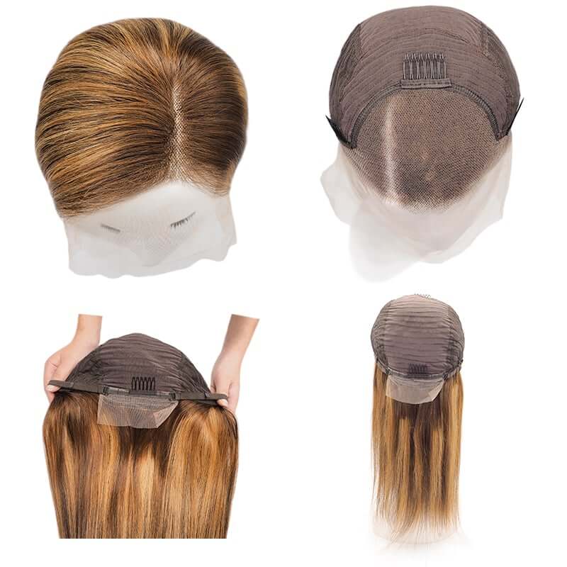 Perruques de cheveux humains avant en dentelle 13x4 côté droit ou ondulé avec raie longue coiffure toutes les nuances