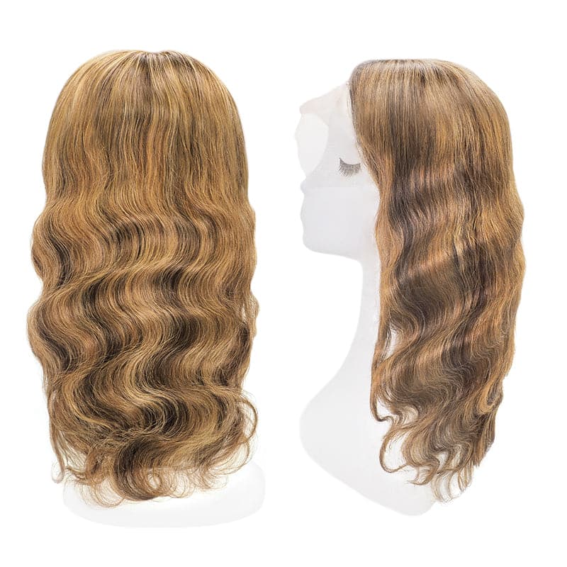 Lace Front Human Hair 13x4 Long Wigs Wavy Black Ombre Mix Bronde Auburn Middle Part E-LITCHI Hair