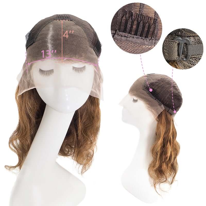 Perruques de cheveux humains avant en dentelle 13x4 côté droit ou ondulé avec raie longue coiffure toutes les nuances