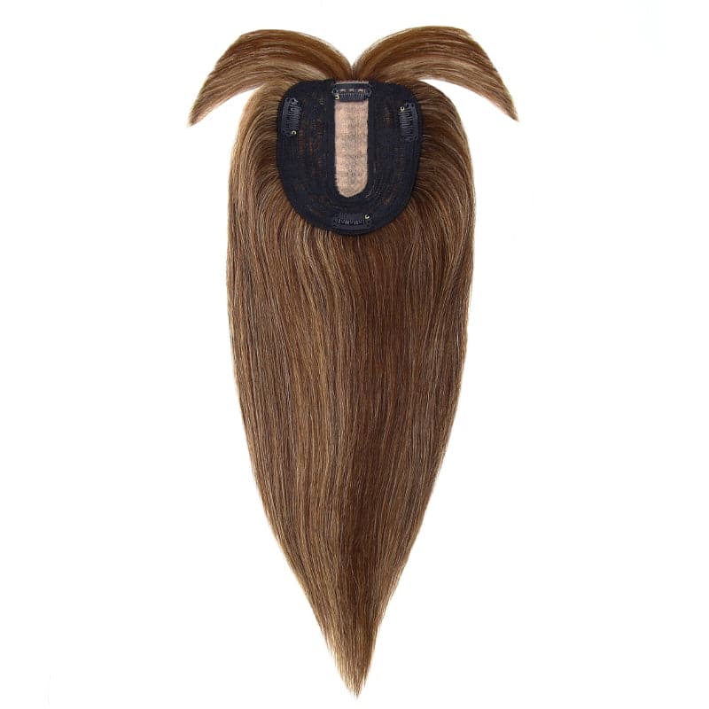 Susan ︳Clip in Bangs Hair Topper For Women, 6-18", 10*12cm Base, Mix Brown Dark Blonde E-LITCHI