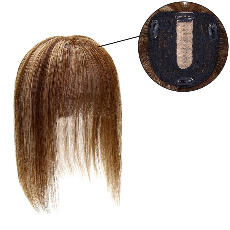 Susan ︳Clip in Bangs Hair Topper For Women, 6-18", 10*12cm Base, Mix Brown Dark Blonde E-LITCHI