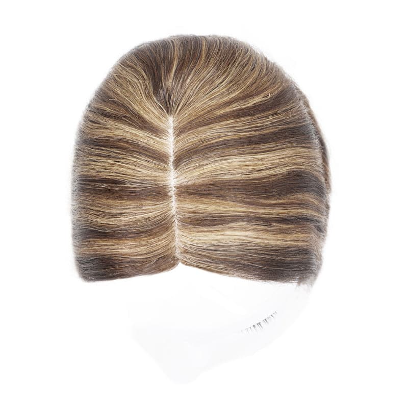 Caramel Highlights Topper | Straight Silk Base Topper | E-LITCHI Hair