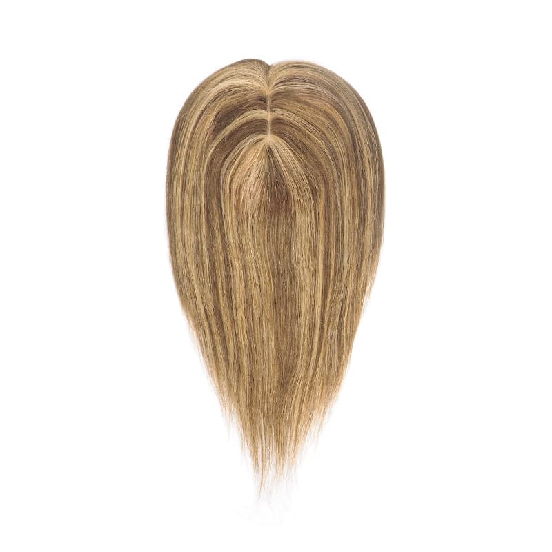 Human Hair Topper Caramel Highlights 15*16cm Base E-LITCHI