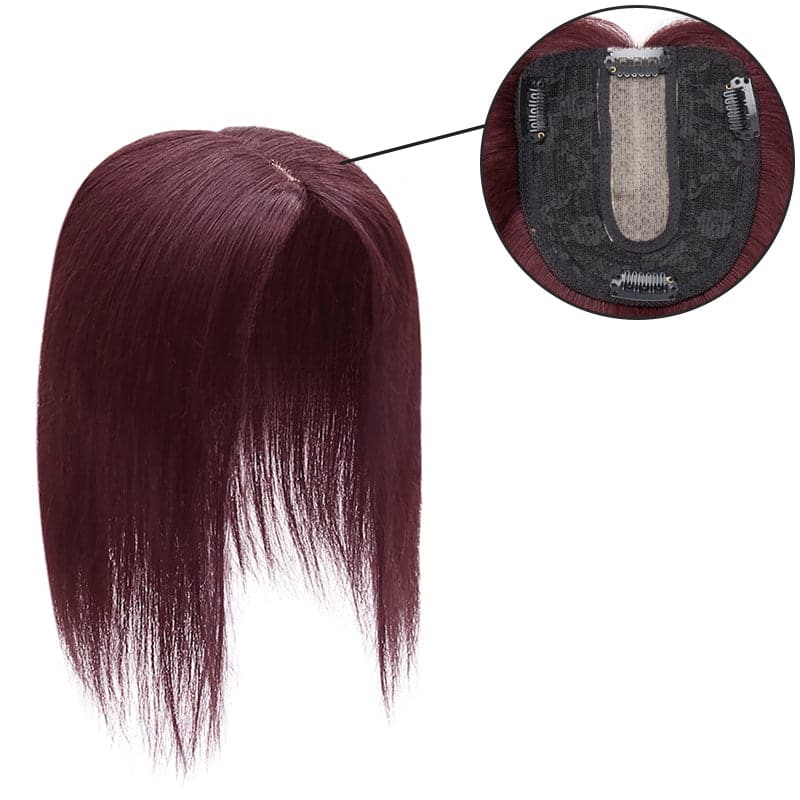 Susan ︳Wine Red Human Hair Topper For Women Thinning Crown 10*12cm Base E-LITCHI