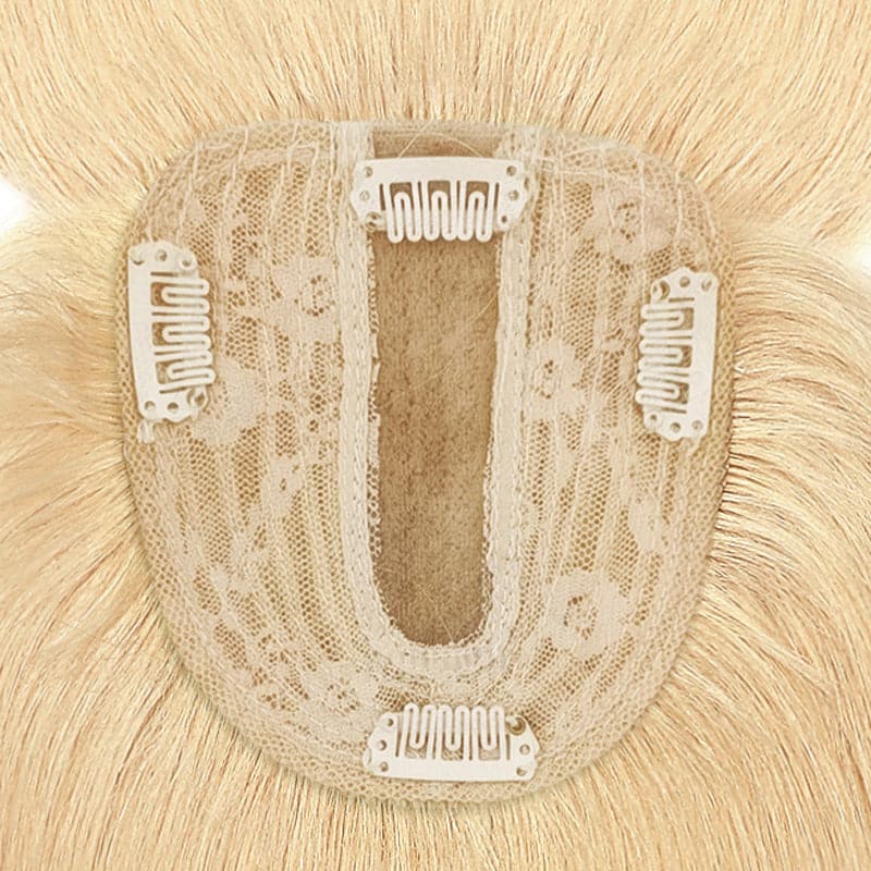 Susan ︳Platinum Blonde Human Hair Topper With Bang For Women Thinning Crown 10*12cm Base E-LITCHI