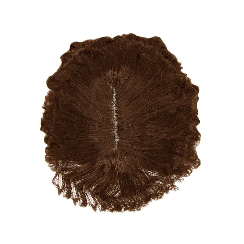 Susan ︳Curly Hair Topper With Bang For Thinning Crown 10*12cm Silk Base Medium Brown E-LITCHI