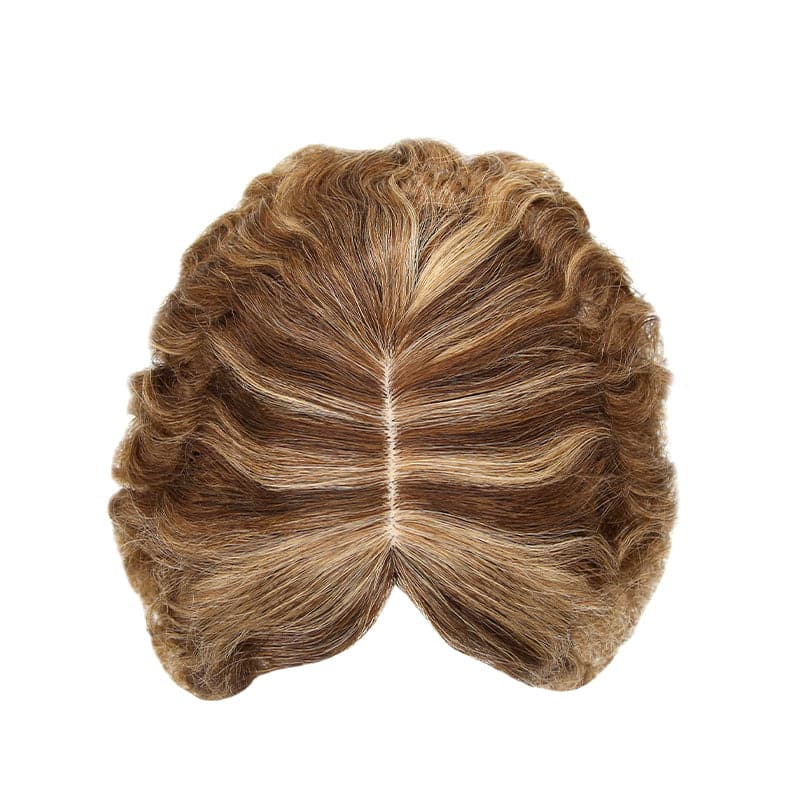Susan ︳Caramel Highlight Curly Human Hair Topper For Thinning Crown 10*12cm Silk Base E-LITCHI® Hair