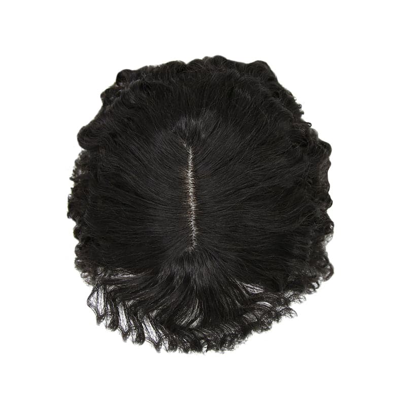 Susan ︳Curly Hair Topper With Bang For Thinning Crown 10*12cm Silk Base Natural Black E-LITCHI