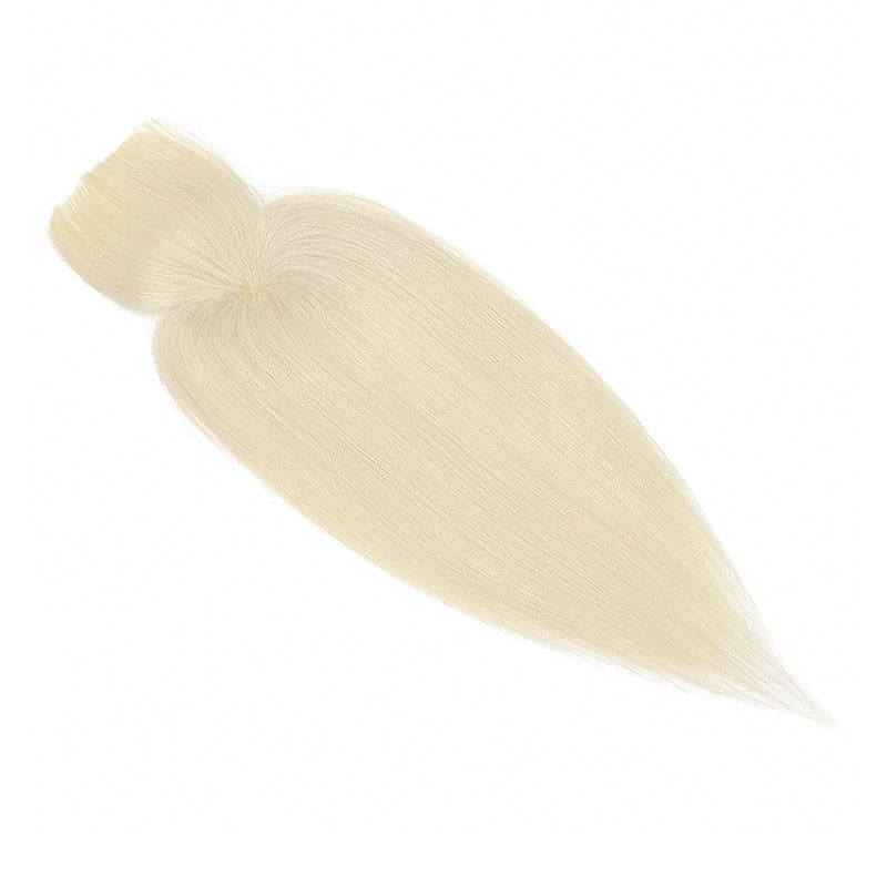 Platinum Blonde Human Hair Topper With Bang For Women Thinning Crown 10*10cm Base E-LITCHI