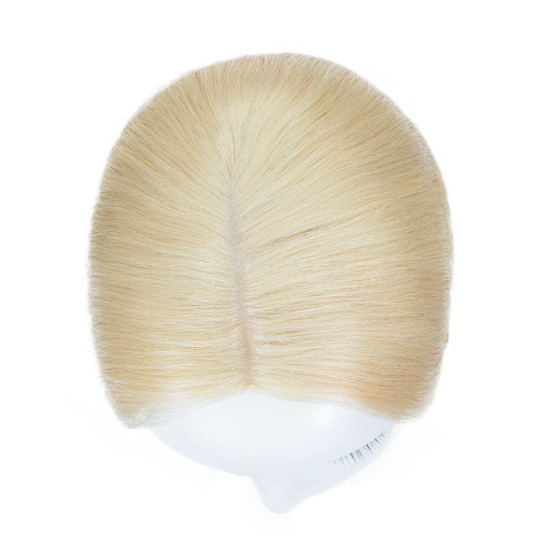 Wavy Human Hair Topper Bleach Blonde 13*15cm Silk Base E-LITCHI