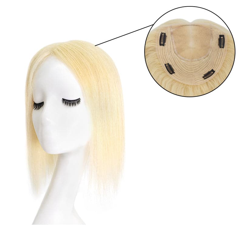 Lace Human Hair Topper 19*19cm Base For Hair Loss Bleach Blonde E-LITCHI Hair