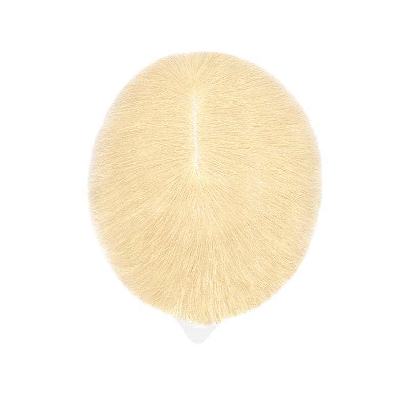 Bleach Blonde Human Hair Topper With Bangs For Women Thinning Crown 7*13cm Base E-LITCHI Hair