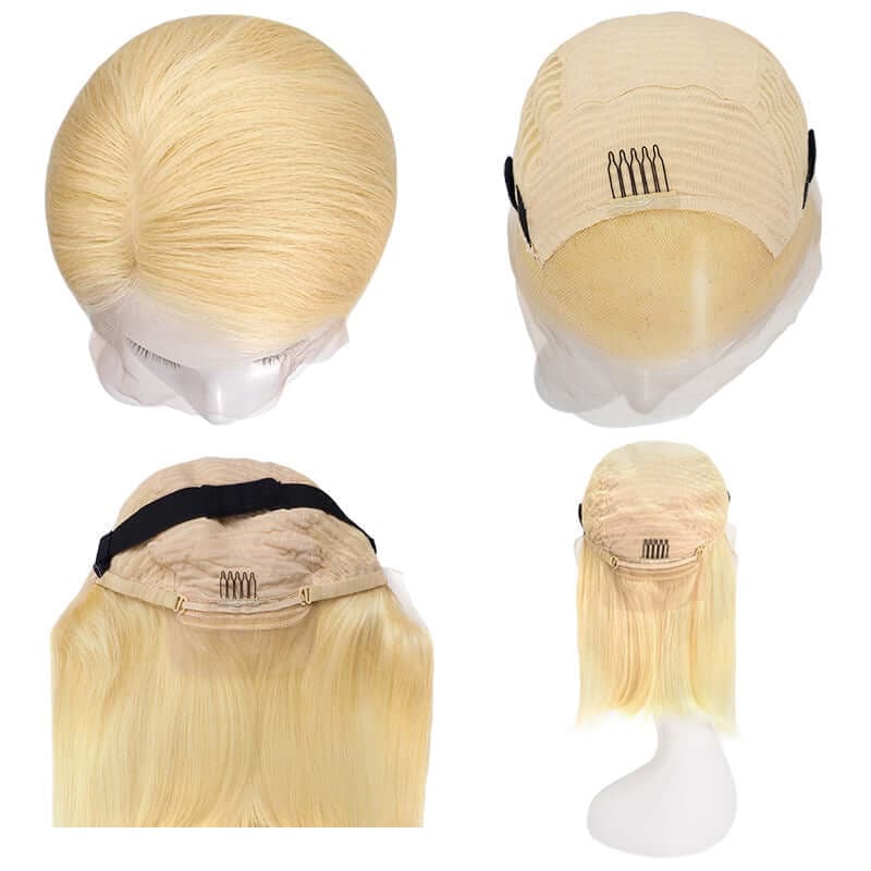 Perruques de cheveux humains Lace Front 13x4 Bob ondulées ou droites avec raie latérale ou raie au milieu toutes les nuances