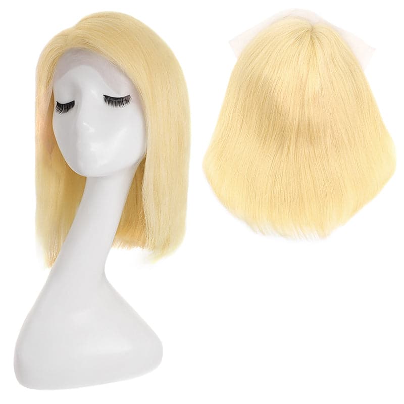 Lace Front 13x4 Human Hair Wigs Bob Straight Bleach Blonde Side Parted E-LITCHI Hair