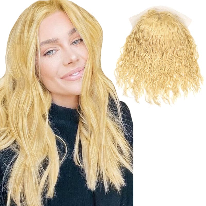 Lace Front 13x4 Human Hair Wigs Bob Wavy Bleach Blonde Middle Parted E-LITCHI Hair