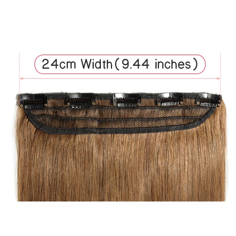Brown Clip In Human Hair Extensions Natural Straight Single Weft Light Volume E-LITCHI® Hair