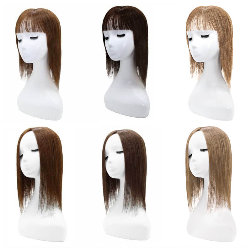 brown extra large silk base human hair topper for thinning hair