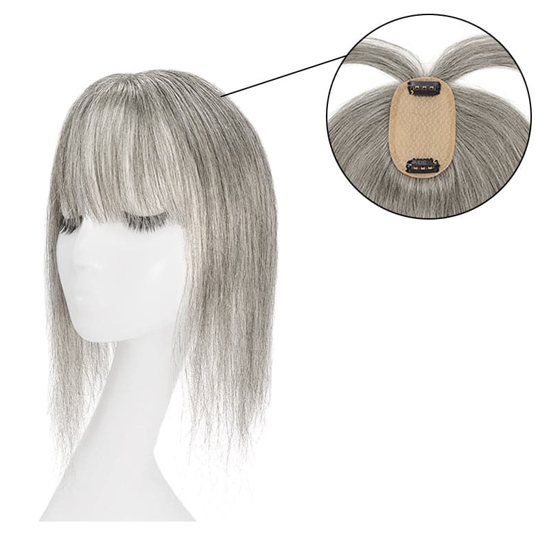 Best Hair Crown Toppers | Bangs Salt and Pepper | E-LITCHI Hair