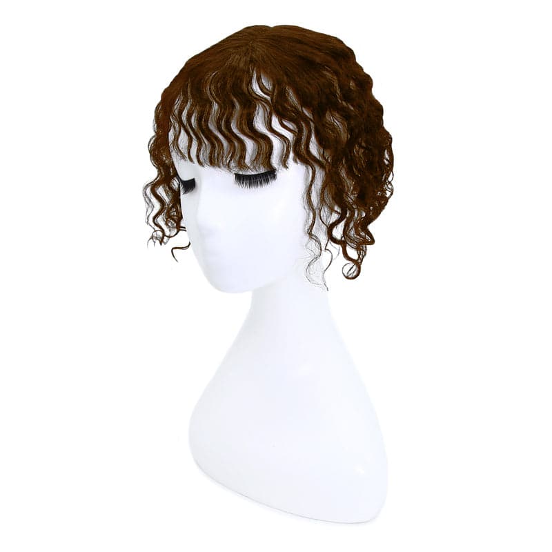 Susan ︳Curly Hair Topper With Bang For Thinning Crown 10*12cm Silk Base Medium Brown E-LITCHI