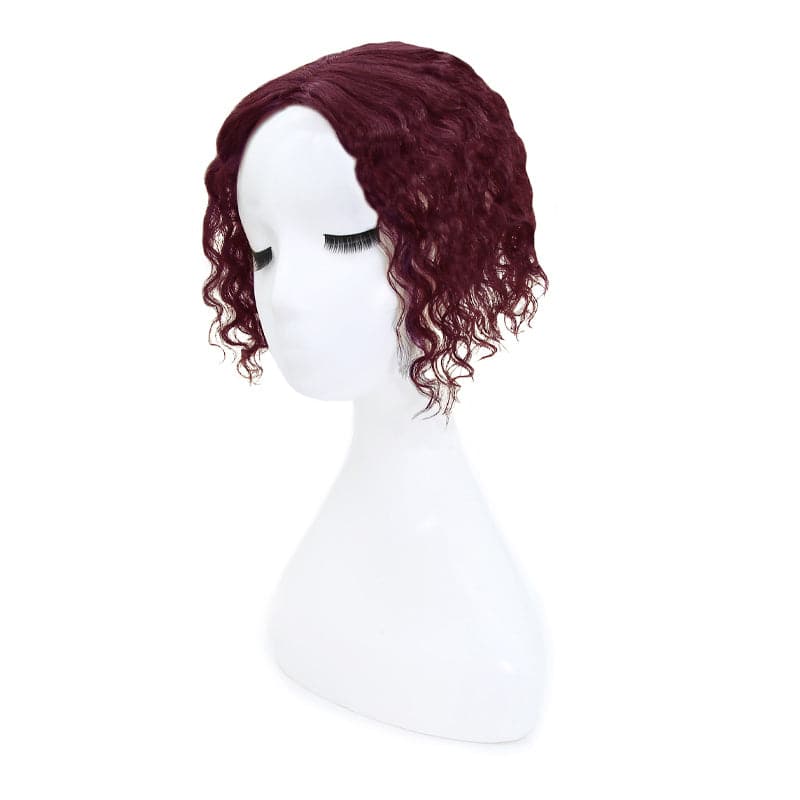 Susan ︳Curly Human Hair Topper For Thinning Crown 10*12cm Silk Base Wine Red E-LITCHI