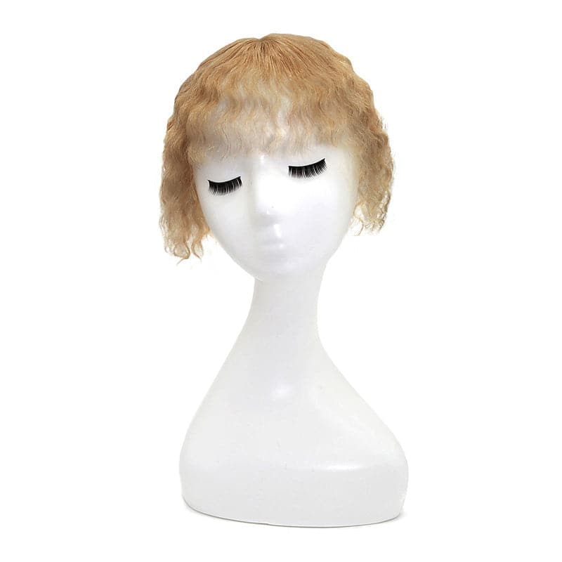 Susan ︳Curly Human Hair Topper With Bangs For Thinning Crown 10*12cm Silk Base Light Auburn E-LITCHI