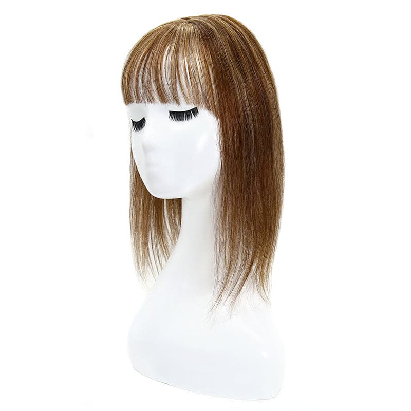 Susan ︳Clip in Bangs Hair Topper For Women, 6-18", 10*12cm Base, Mix Brown Dark Blonde E-LITCHI